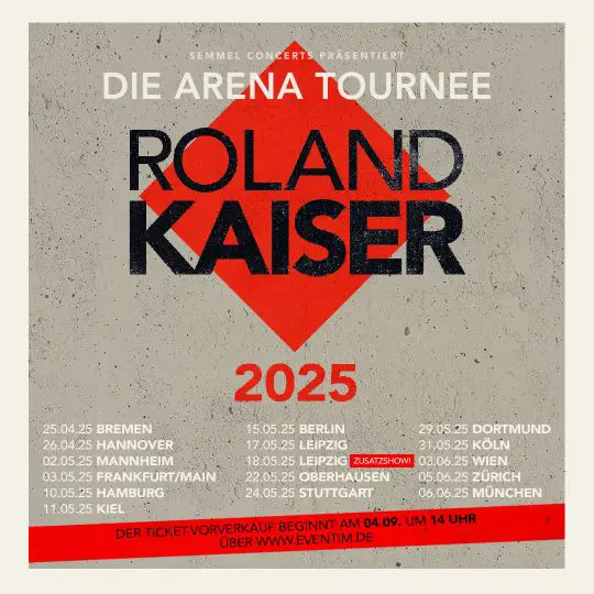 Roland Kaiser geht auf grosse Arena Tournee 2025!